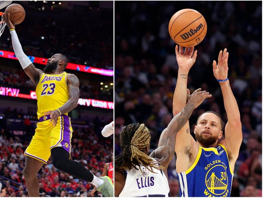 LeBron James y Sthepen Curry, las figuras de los Lakers y Warrios, respectivamente. FOTOS: Tomadas de X (antes Twitter) @Lakers y @warriors