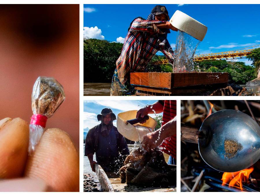 También llamada minería de subsistencia, la modalidad más común en el país es el barequeo, definido como el lavado de arenas y tierra sin maquinaria para separar metales preciosos de otros elementos. FOTO JULIO CÉSAR HERRERA ECHEVERRY