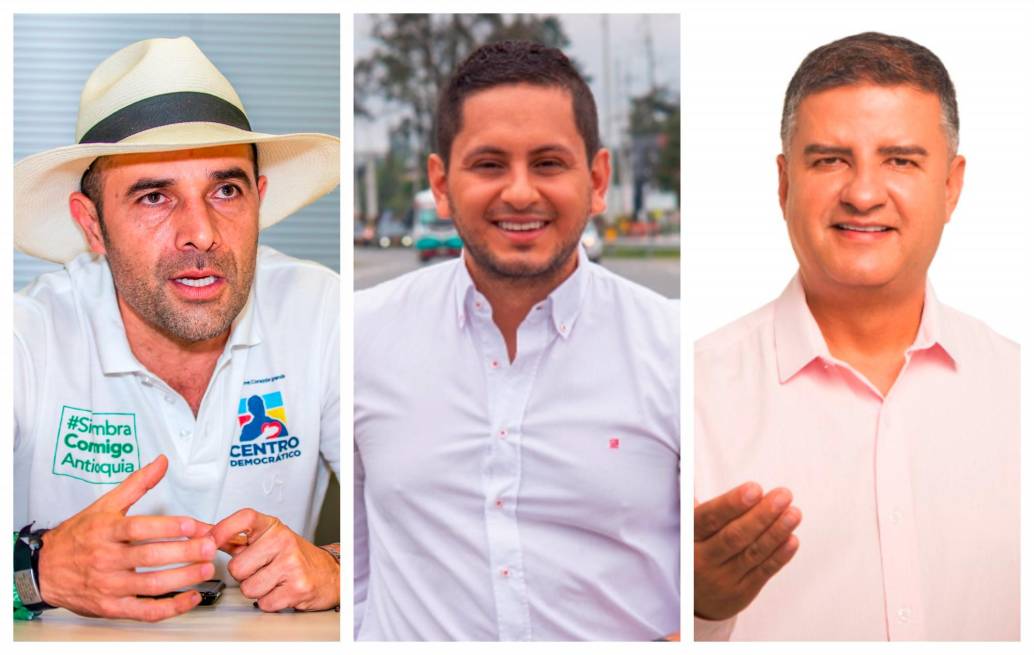 De izquierda a derecha: Andrés Guerra Hoyos, Esteban Quintero Cardona y John Jairo Berrío, tres de los congresistas en problemas por presuntos aportes a la “vaca” por las 4G. FOTO: EL COLOMBIANO Y CORTESÍA