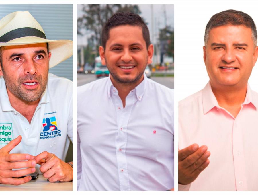 De izquierda a derecha: Andrés Guerra Hoyos, Esteban Quintero Cardona y John Jairo Berrío, tres de los congresistas en problemas por presuntos aportes a la “vaca” por las 4G. FOTO: EL COLOMBIANO Y CORTESÍA