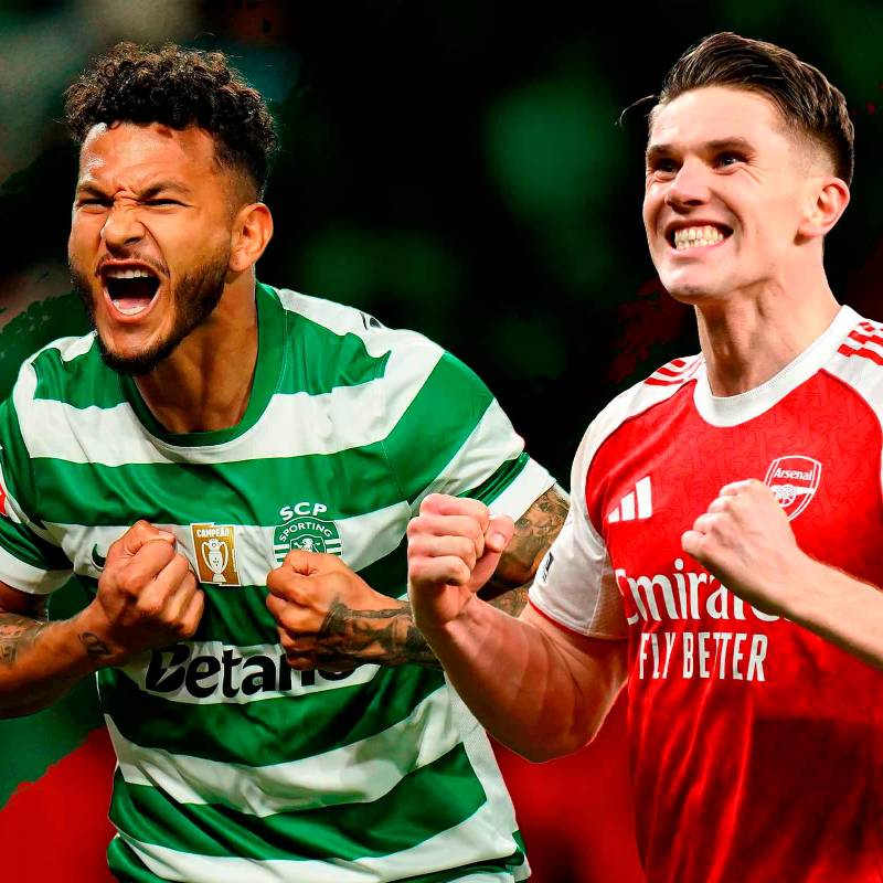 El colombiano Luis Javier Suárez y el sueco Viktor Einar Gyökeres, dos goleadores natos en el clásico del día. FOTO GETTY 