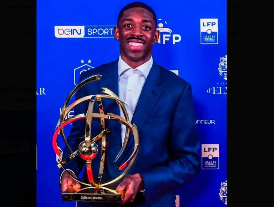 El delantero Ousmane Dembelé fue elegido como el mejor jugador de la temporada en la Ligue 1. FOTO TOMADA X@Ligue1_ENG