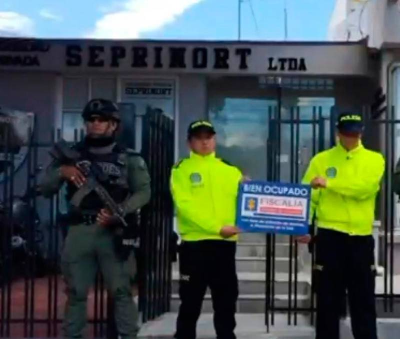 La empresa Seprinort Ltda, en la ciudad de Cúcuta, fue embargada con fines de extinción de dominio. FOTO: CORTESÍA DE POLICÍA.