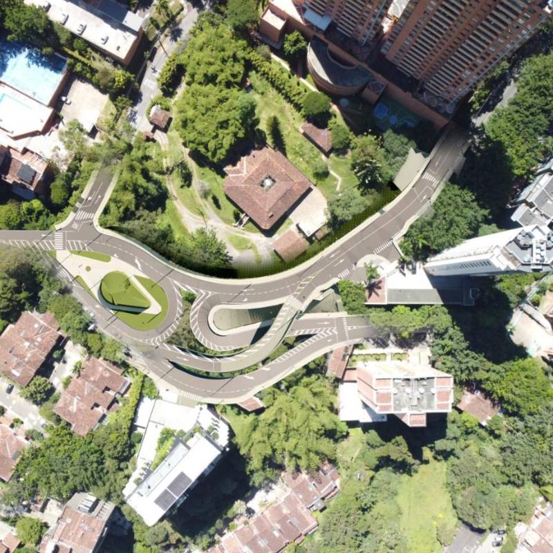 Así quedaría el paso a desnivel en la loma de El Tesoro, en El Poblado. FOTO Alcaldía de Medellín