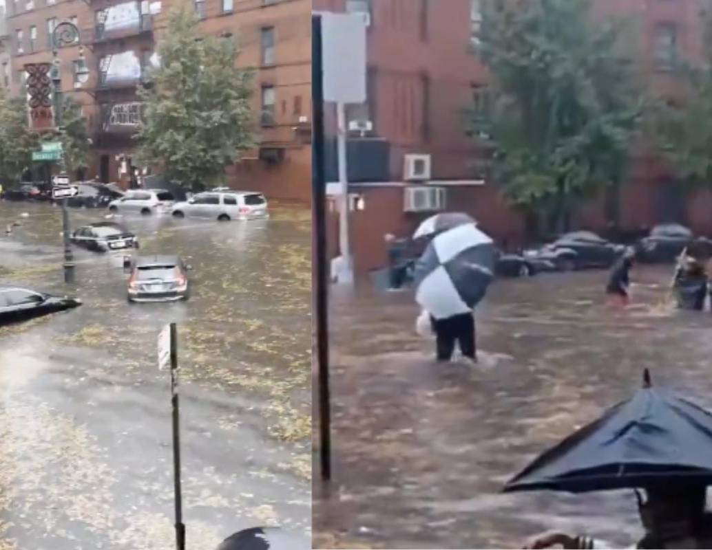 La intensa lluvia en Nueva York provocó inundaciones en sótanos, donde murieron dos personas. FOTO: captura de video.  La intensa lluvia en Nueva York provocó inundaciones en sótanos, donde murieron dos personas. FOTO: captura de video.