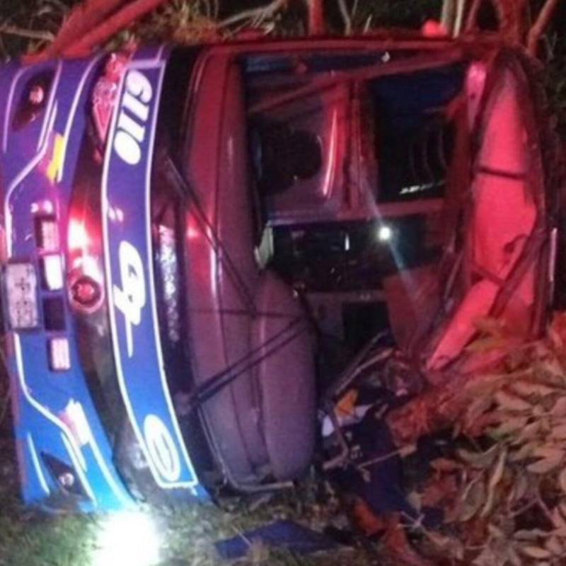 El vehículo sufrió un volcamiento lateral e impactó contra varios árboles. Foto: redes sociales