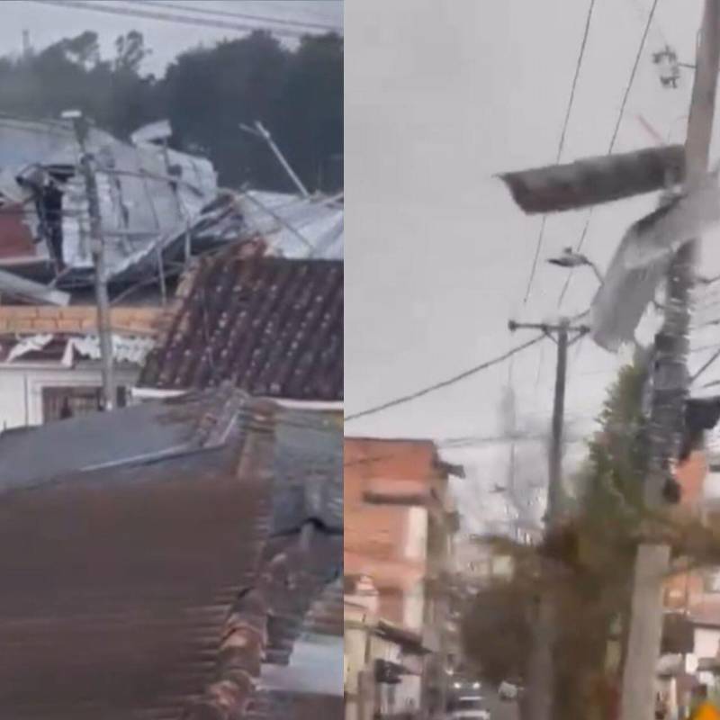 Los fuertes vientos provocaron varios daños en Yarumal. Fotos: capturas de videos redes sociales 
