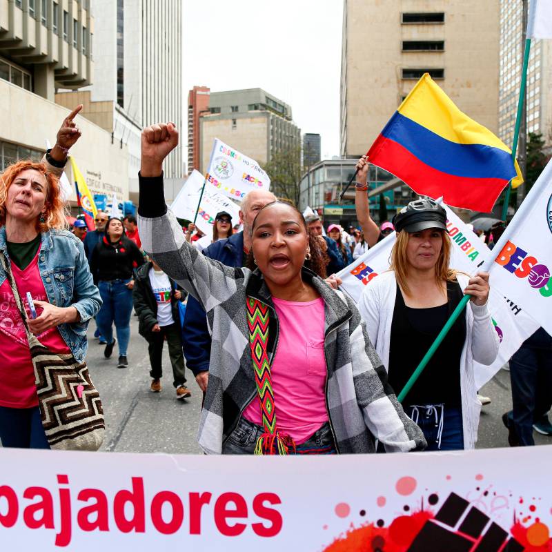 Estos son algunos de los manifestantes en Bogotá. FOTO: Colprensa