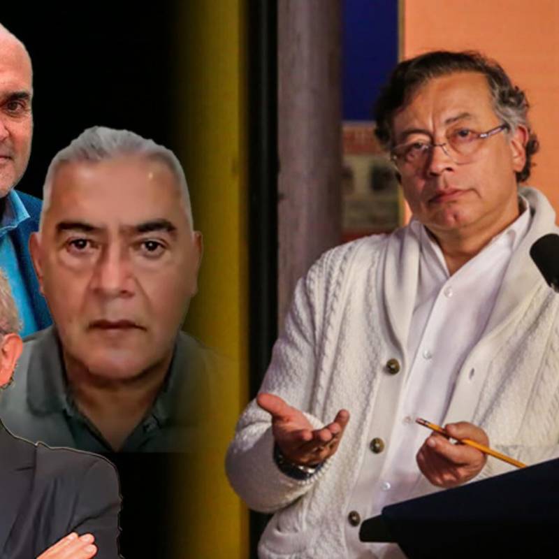 Presidente Gustavo Petro. El catalán Xavier Vendrell, a la derecha Jorge Lemus y abajo, Diego Marín alias Papá Pitufo. Foto: Colprensa y cortesía