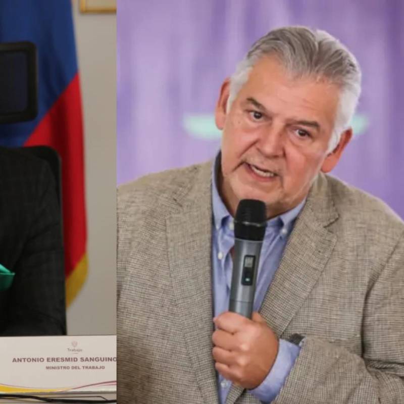 El ministro de Trabajo, Antonio Sanguino, recordó que el salario mínimo influye en la capacidad de consumo de los trabajadores, un componente clave de la demanda del comercio minorista. Foto: MinTrabajo y Colprensa