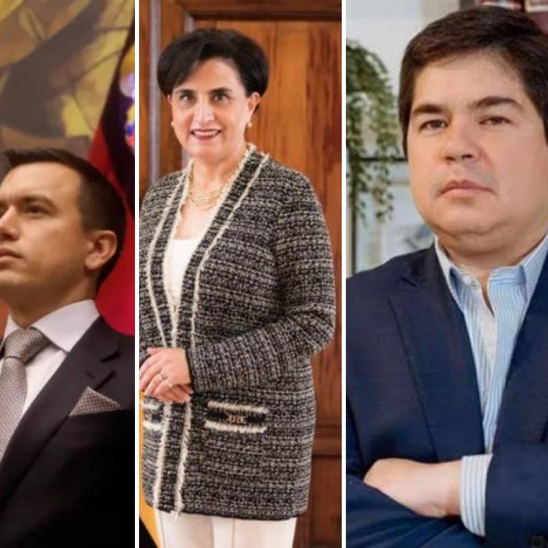 Gustavo Petro, presidente de Colombia; Daniel Noboa, presidente de Ecuador; Gabriela Sommerfeld, canciller de Ecuador y Arturo Félix Wong, embajador de Ecuador en Colombia. FOTO: Colprensa