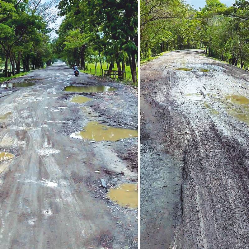 Este es el estado de la vía que conecta a la subregión de Urabá con el departamento de Córdoba: tiene huecos inmesos que han sido denunciados por años por las comunidades y líderes políticos. FOTO CORTESÍA