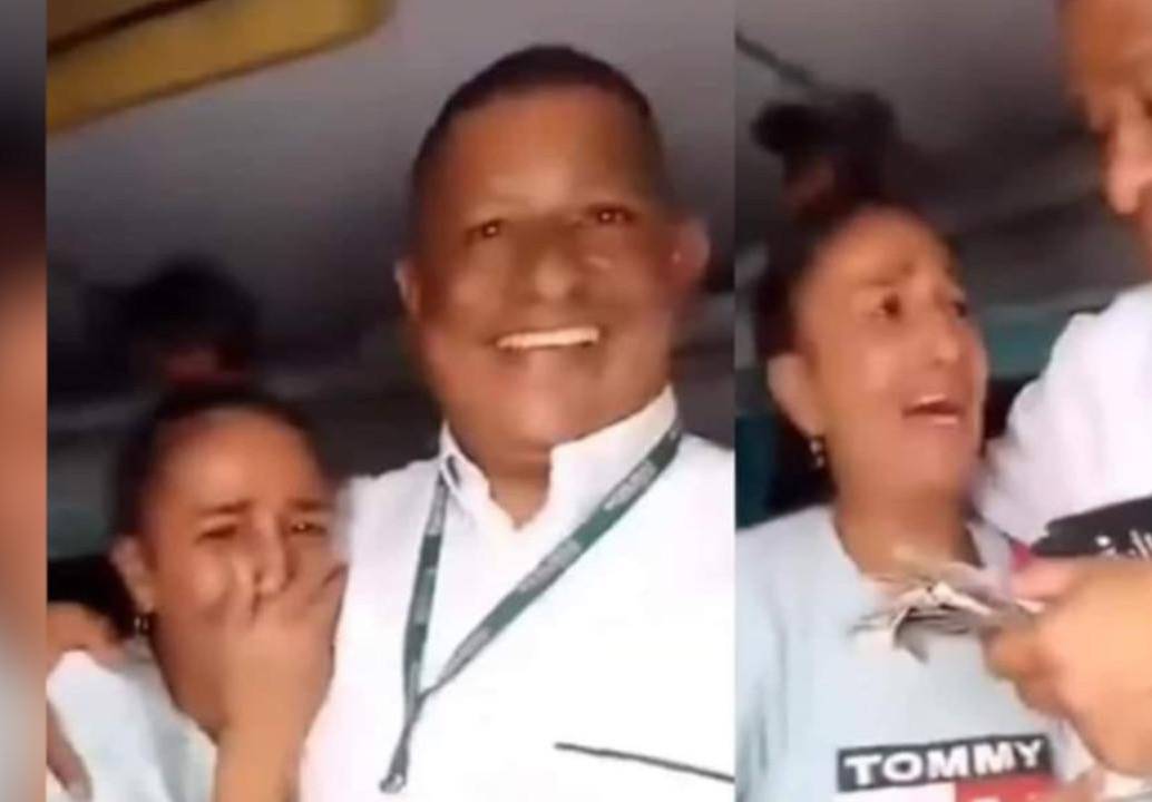 Conductor de un bus en Santa Marta le devolvió dos millones de pesos a una mujer que los dejó en el vehículo. FOTO: Captura de video