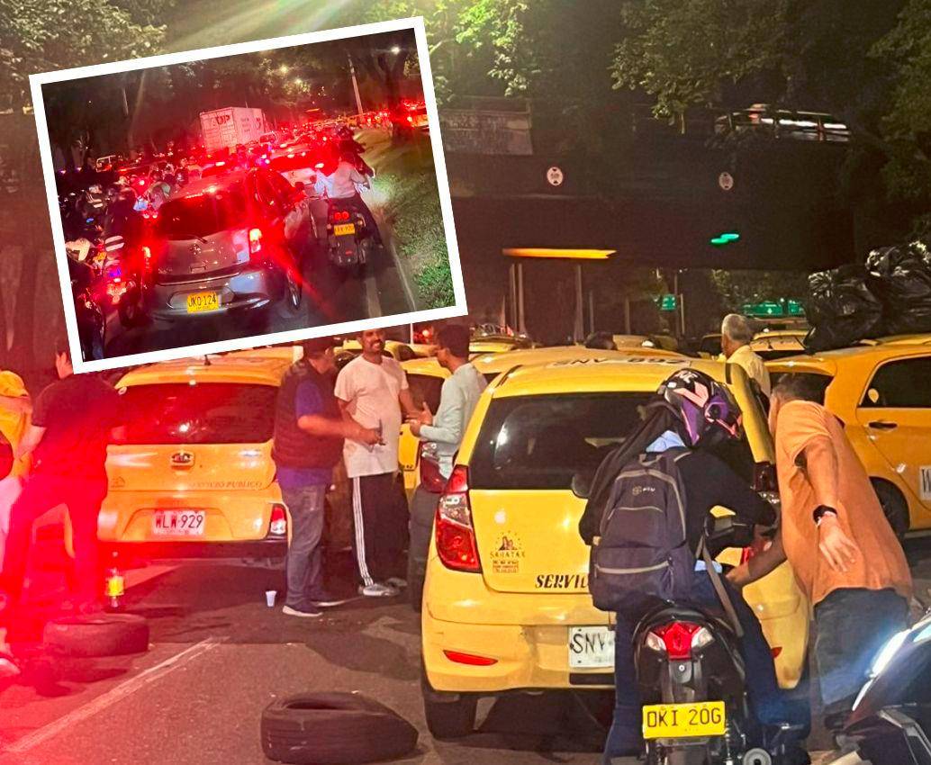 Los taxistas bloquearon la calzada derecha de la avenida Regional, a la altura del puente Horacio Toro, lo que llevó a una grave afectación vial de quienes viajan para el norte metropolitano. FOTOS: JOHAN GARCÍA BLANDÓN Los taxistas bloquearon la calzada derecha de la avenida Regional, a la altura del puente Horacio Toro, lo que llevó a una grave afectación vial de quienes viajan para el norte metropolitano. FOTOS: JOHAN GARCÍA BLANDÓN
