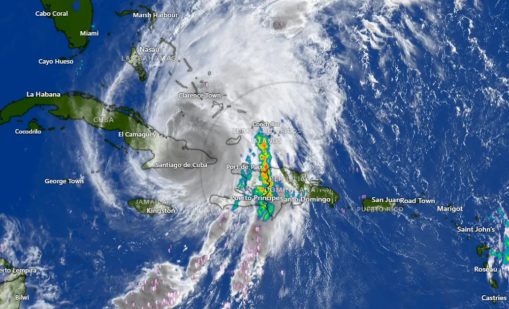 Melissa llegó a Cuba tras haber golpeado a Jamaica, declarada como una “zona de desastre”.<b> </b>FOTO: Tomada de Windy Melissa llegó a Cuba tras haber golpeado a Jamaica, declarada como una “zona de desastre”.<b> </b>FOTO: Tomada de Windy