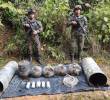 En zona rural de Santa Rosa del Sur, en Bolívar, tropas de la Fuerza de Despliegue Rápido N.° 9 del Ejército ubicaron y destruyeron un depósito ilegal con material explosivo, presuntamente del ELN. FOTO: Cortesía.