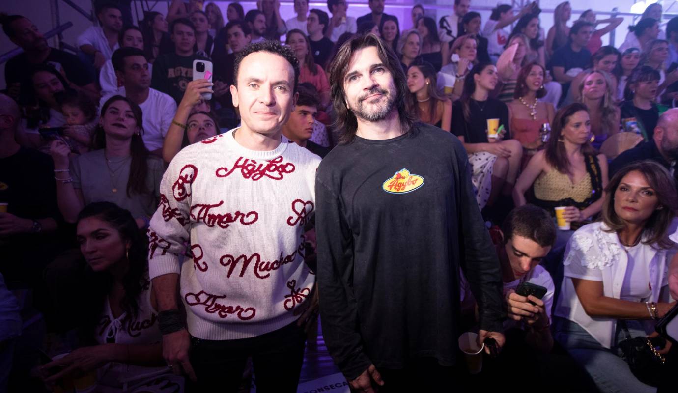 Fonseca y Juanes llegaron a la pasarela de Agybo vestidos con prendas de la marca. Foto: Esneyder Gutiérrez 