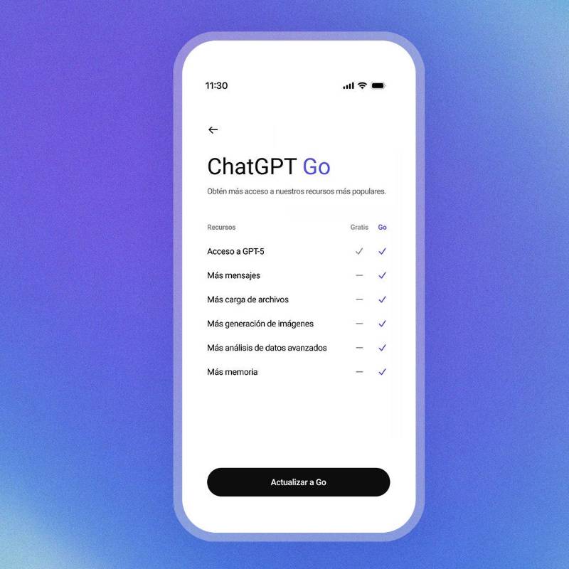 ChatGPT Go será la opción premium más económica de OpenAI en el país. FOTO cortesía OpenAI