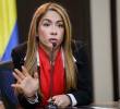 Catherine Juvinao en una rueda de prensa. FOTO: COLPRENSA
