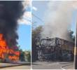 El bus se incendió cuando se desplazaba en sentido Bogotá - Medellín. FOTO: Cortesía Denuncias Antioquia
