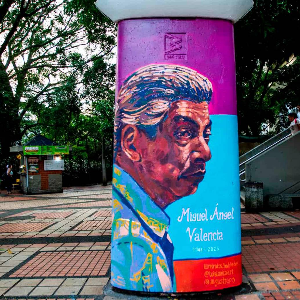 El mural en homenaje a Miguel Valencia fue realizado por Luis Eduardo Loaiza y Rafael Restrepo, miembros del proyecto Retratos Hablados. FOTO Julio Herrera El mural en homenaje a Miguel Valencia fue realizado por Luis Eduardo Loaiza y Rafael Restrepo, miembros del proyecto Retratos Hablados. FOTO Julio Herrera