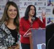 Paloma Valencia, María Fernanda Cabal y Paola Holguín son las tres congresistas que junto a Andrés Guerra y Miguel Uribe Londoño buscan el aval del Centro Democrático para aspirar a la Presidencia en el 2026. Fotos: Colprensa