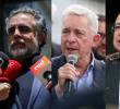 De izquierda a derecha: Armando Benedetti, ministro de Interior; Álvaro Uribe y el ministro de Justicia Eduardo Montealegre. Foto: Colprensa