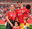 Geraldine Ponce y Luis Díaz en la celebración del título de Liverpool en el estadio de Anfield. FOTO: Tomada de Instagram @gera25ponce