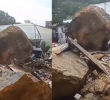 Roca cayó sobre una vivienda en El Pesebre, comuna 13 de Medellín. FOTO: CAPTURA DE VIDEO