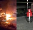 Tres camiones quemados en la vía Buenaventura - Loboguerrero. Foto: tomada de redes sociales.
