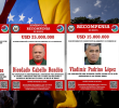 Recompensa de Estados Unidos por Nicolás Maduro, Diosdado Cabello y Vladimir Padrino López. Fotos: Embajada de EE. UU.