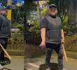 El concejal del Centro Democrático, Andrés Rodríguez, amenazando manifestantes en la ciudad de Medellín. FOTO: Captura de video