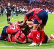 Un gol en el tiempo de reposición del juvenil Juan David Arizala, que se sumó al marcado por Léider Berrío en el primer tiempo, dieron el cupo anticipado al Poderoso para la final. Foto: Manuel Saldarriaga Quintero.