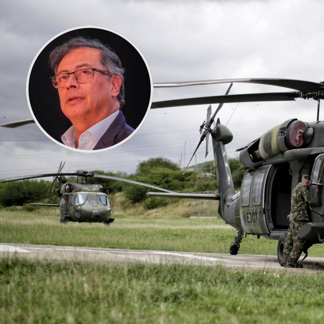 El presidente Gustavo Petro es quien ha insistido en mantener los helicópteros rusos en tierra. (foto de los helicópteros es de referencia). FOTOS: Colprensa 