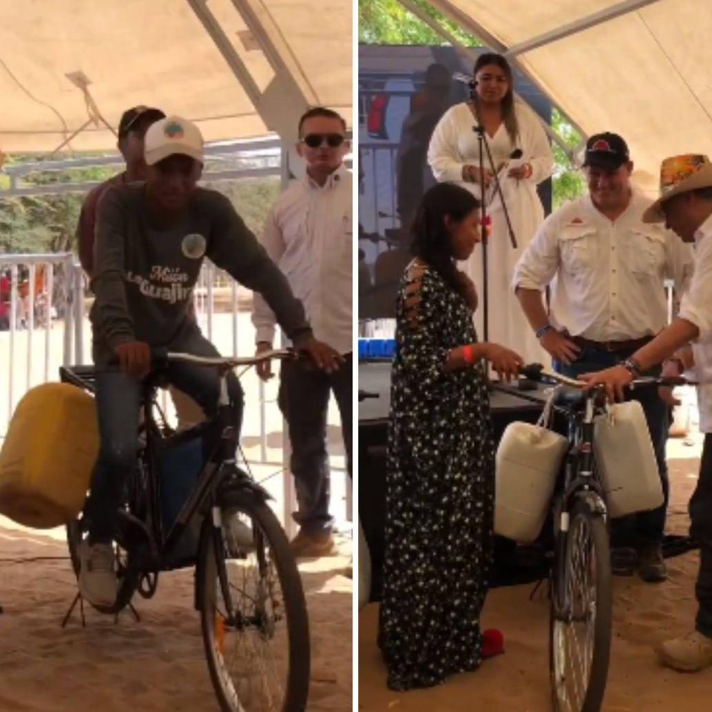 La donación de las bicicletas en La Guajira estuvo liderada por la organización World Bicycle Relief y el Gobierno. FOTO: CAPTURA DE VIDEO