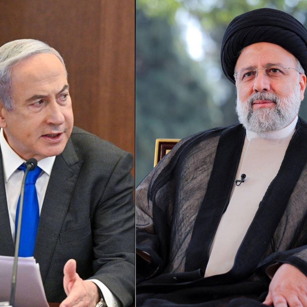 <b>El</b><b> primer ministro de Israel, Benjamin Netanyahu (izquierda) y el presidente de Irán, Ebrahim Raisi (derecha). FOTO: TOMADA DE X (@IsraeliPM Y @raisi_com)</b>