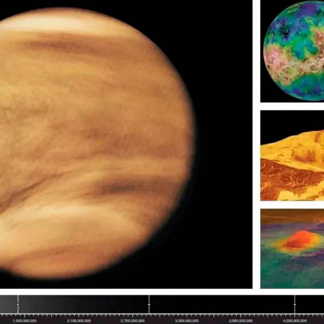 Esta litografía presenta imágenes de Venus de las misiones Pioneer Venus, Magellan, TRACE y Venus Express. Foto NASA/Europa Press
