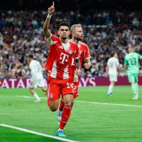 Luis Díaz y su festejo tras el gol que le marcó al Real Madrid en la Champions. FOTO @FCBayern