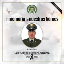 Luis Alfredo Montero Angarita, el patrullero asesinado en la noche del martes 2 de diciembre. FOTO: REDES SOCIALES / X
