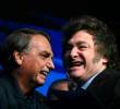 El expresidente brasilero, Jair Bolsonaro, y el presidente de Argentina, Javier Milei. FOTO: AFP.