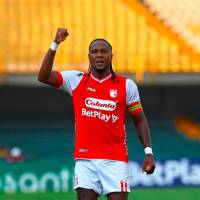 Hugo Rodallega, el hombre gol del Santa Fe con el que Medellín deberá tener cuidado el domingo. FOTO COLPRENSA