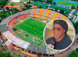 Ronaldinho llegó a Medellín, donde ofreció algunas entrevistas, pero no pudo participar en el evento. FOTOS EL COLOMBIANO y Cortesía