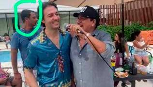 En la foto se ve a Quintero y Juan Biord (señalado en el círculo verde) durante una fiesta organizada por Albert Corredor en su finca en San Jerónimo. FOTO: CORTESÍA
