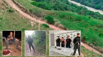 Los dos presuntos integrantes del Clan del Golfo fueron capturados en Tarazá. FOTOS Cortesía Policía Antioquia