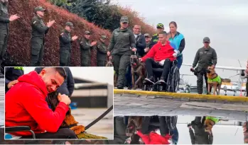 Telmo y el patrullero Diego Herrera se reencontraron en Bogotá. FOTOS Cortesía Policía Nacional