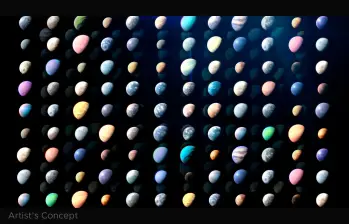 Los científicos han descubierto miles de exoplanetas (planetas fuera de nuestro sistema solar) en toda la galaxia. La mayoría solo se pueden estudiar indirectamente, pero los científicos saben que varían enormemente, como se muestra en esta representación artística, desde pequeños mundos rocosos y gigantes gaseosos hasta planetas ricos en agua y planetas tan calientes como estrellas. FOTO cortesía Centro de vuelo espacial Goddard de la Nasa