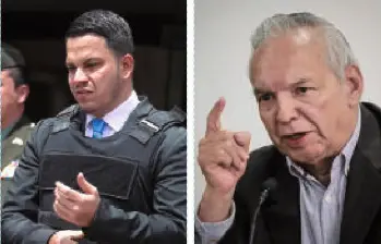 De izquierda a derecha: Sneyder Augusto Pinilla Álvarez, ex subdirector de Manejo de Desastres de la UNGRD, y Ricardo Bonilla González, exministro de Hacienda del gabinete de Gustavo Petro. FOTO Colprensa