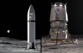En 2027, la NASA pondrá a prueba operaciones de acoplamiento en órbita entre la nave Orion y los módulos de aterrizaje lunar de SpaceX (Starship HLS) y Blue Origin (Blue Moon), con el objetivo de validar el hardware antes de intentar tocar suelo lunar. FOTO NASA