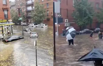 La intensa lluvia en Nueva York provocó inundaciones en sótanos, donde murieron dos personas. FOTO: captura de video.  La intensa lluvia en Nueva York provocó inundaciones en sótanos, donde murieron dos personas. FOTO: captura de video.