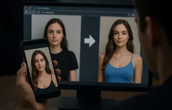 Crushmate y apps similares ofrecen herramientas de IA para generar imágenes íntimas falsas de mujeres, un negocio que opera desde Hong Kong y China. FOTO EL COLOMBIANO | creada con IA
